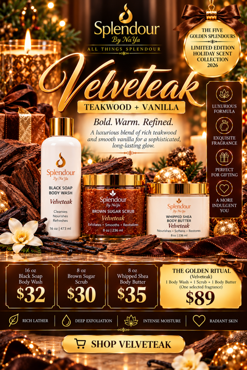 Velveteak, Teakwood + Vanilla, Golden collection poster