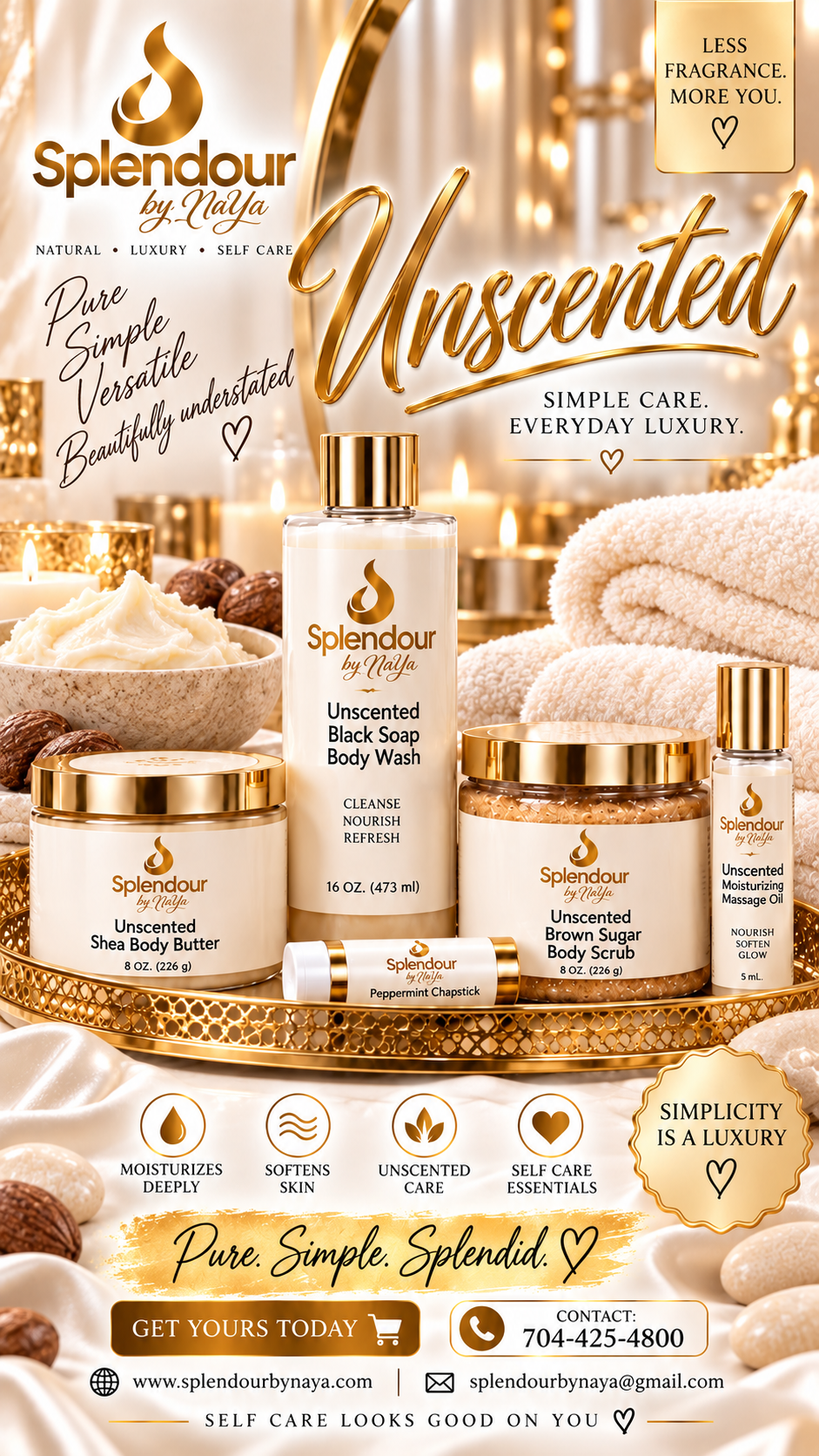 Unscented body care collection from Splendour By NaYa