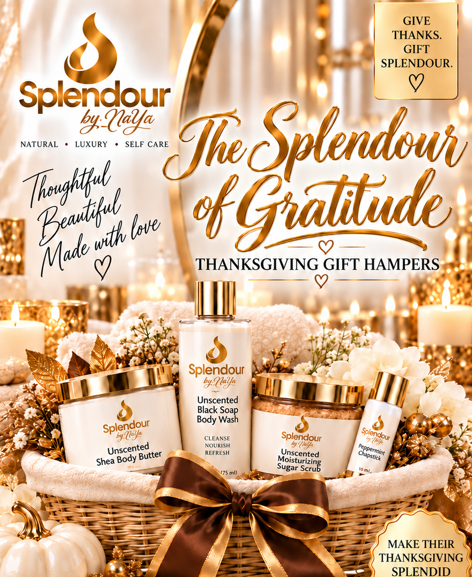 The Splendour of Gratitude Thanksgiving gift hamper with body care essentials and peppermint chapstick