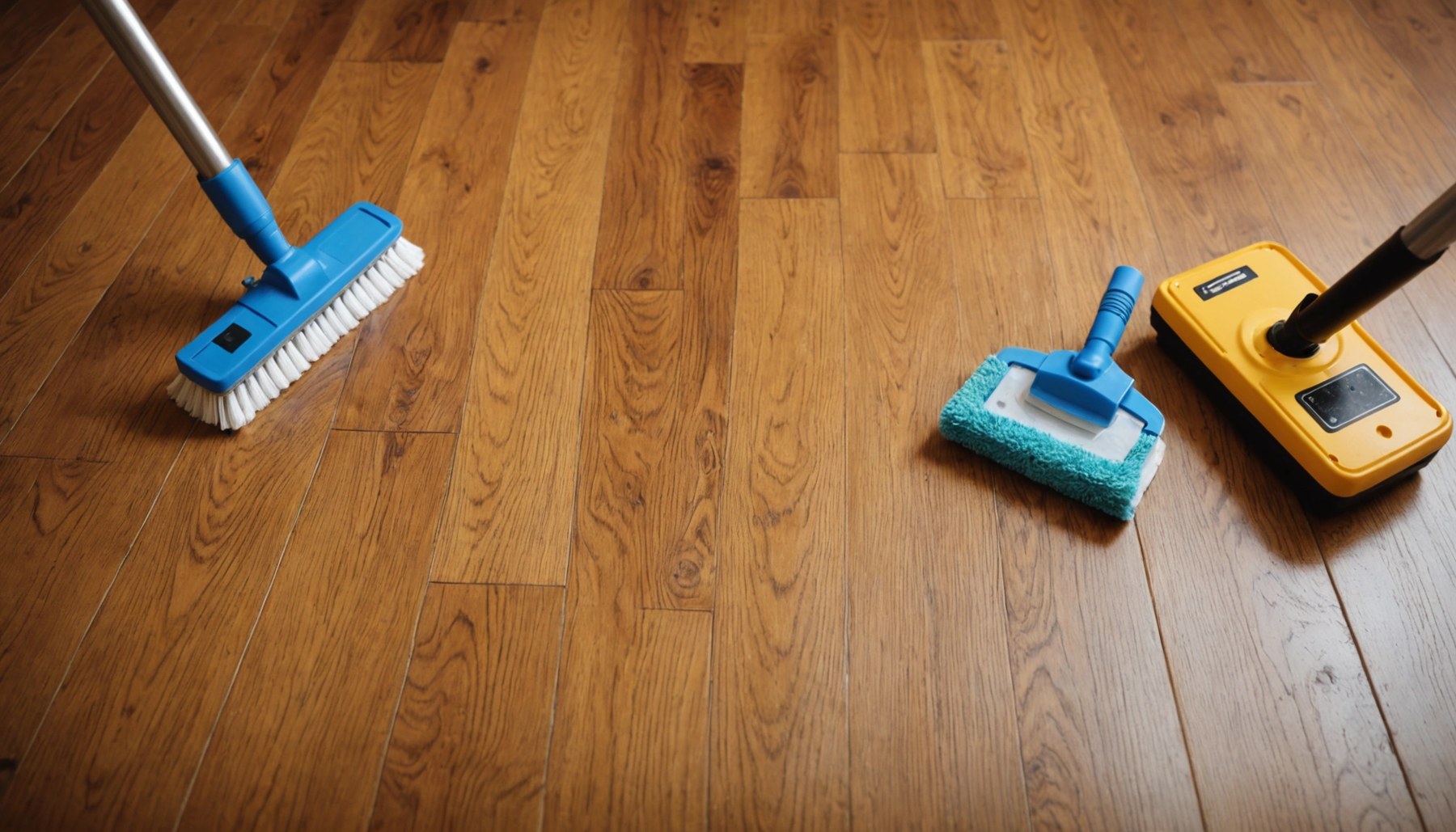 Hardwood floor being cleaned with a soft mop
