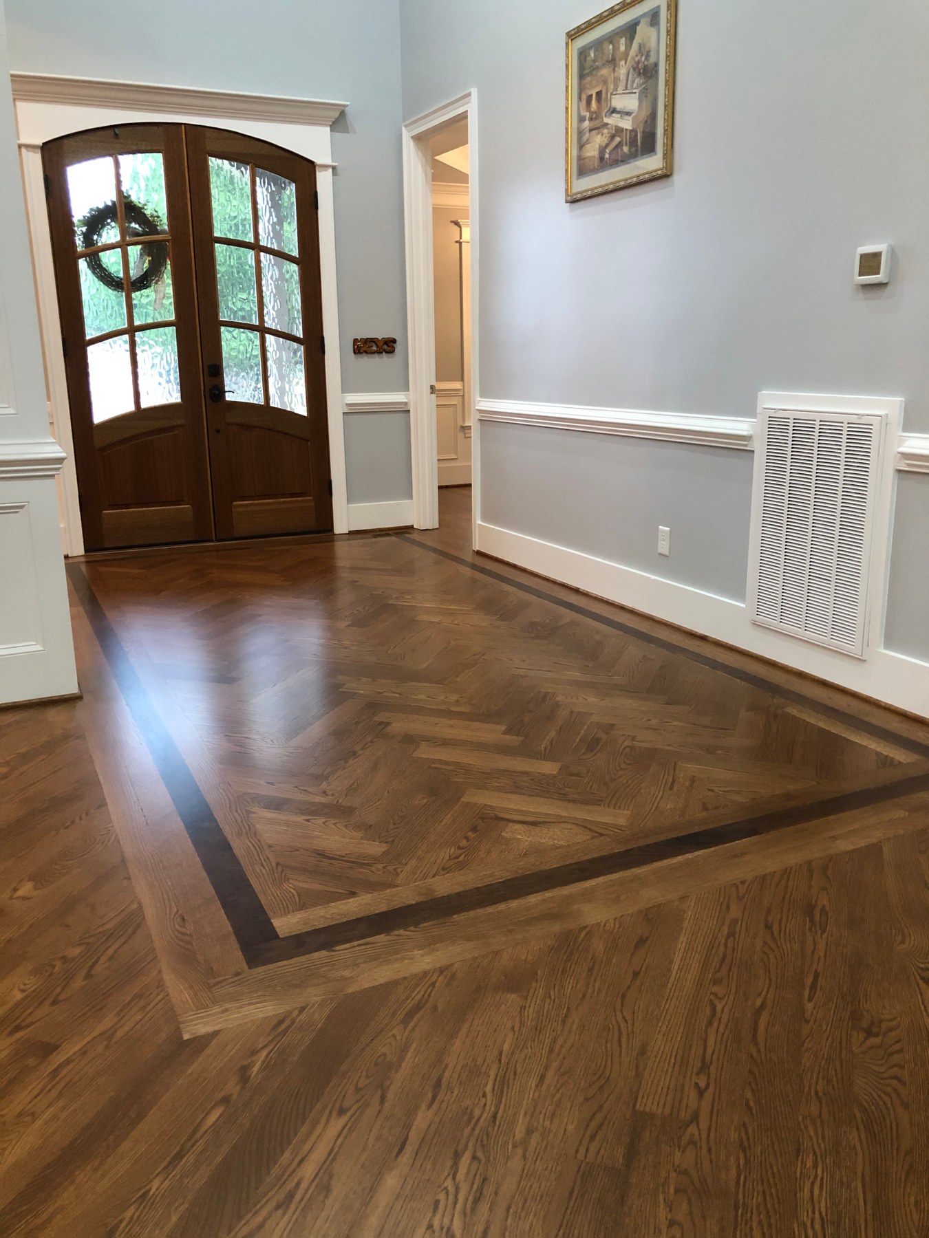 Completed hardwood flooring project