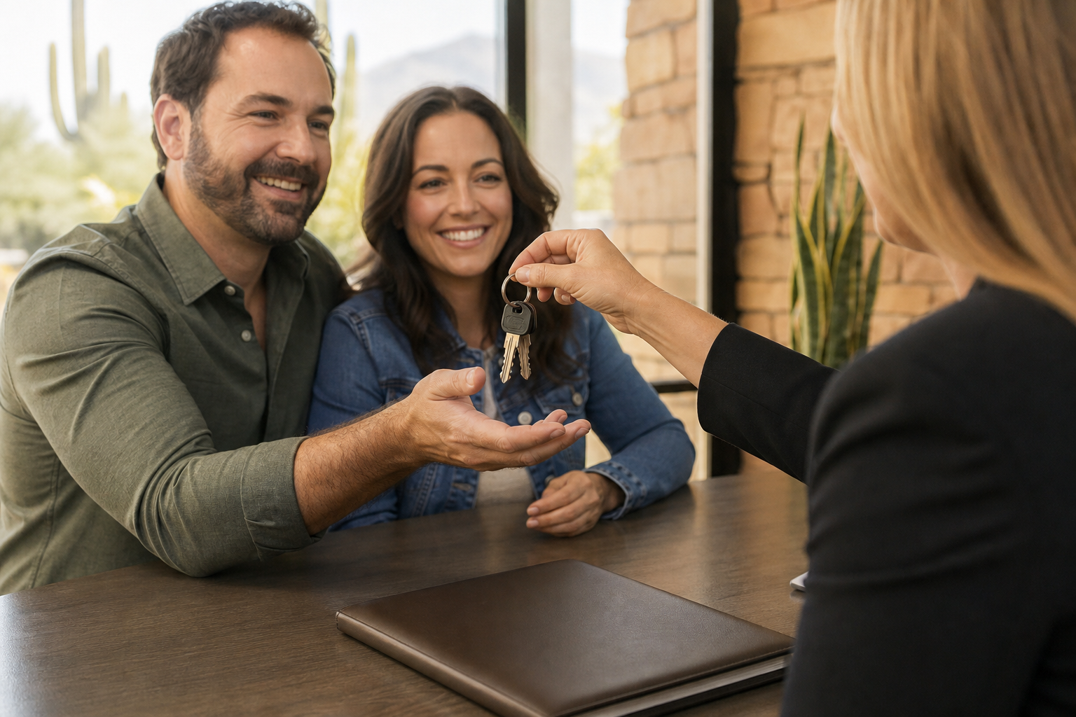 Arizona homebuyers receiving keys at closing