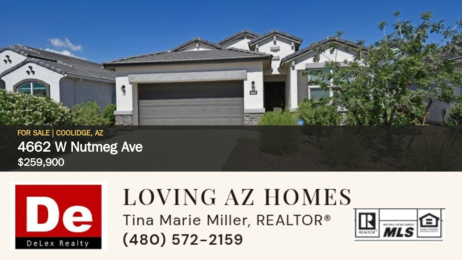 Front exterior of 4662 W Nutmeg Ave in Coolidge, Arizona