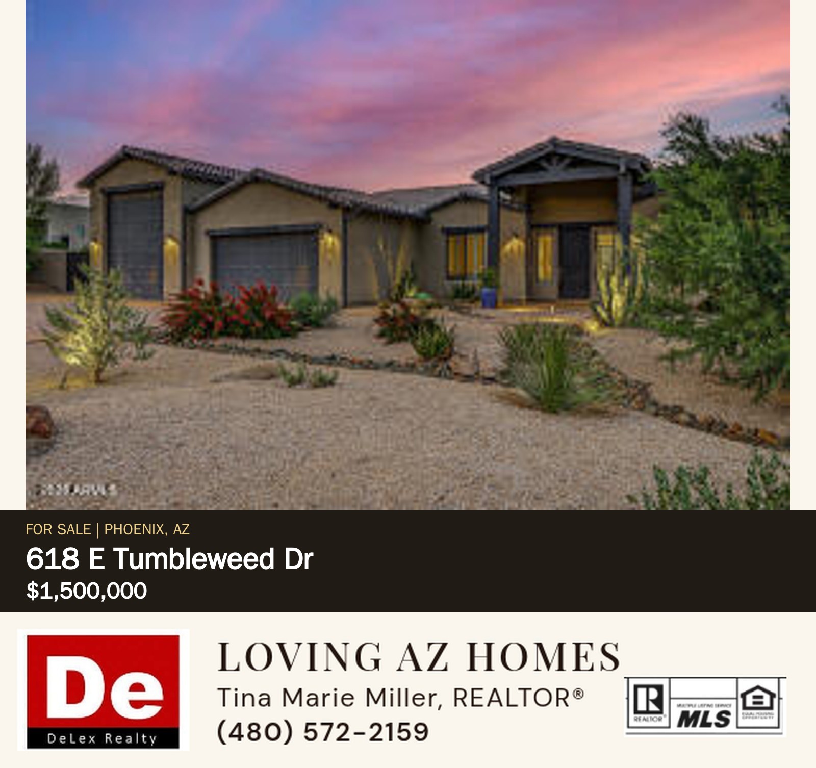 Exterior of 618 E Tumbleweed Dr in Phoenix, offered at $1,500,000