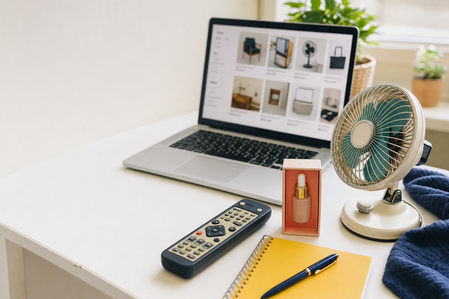 Marketplace finds beside a laptop used to compare online listings