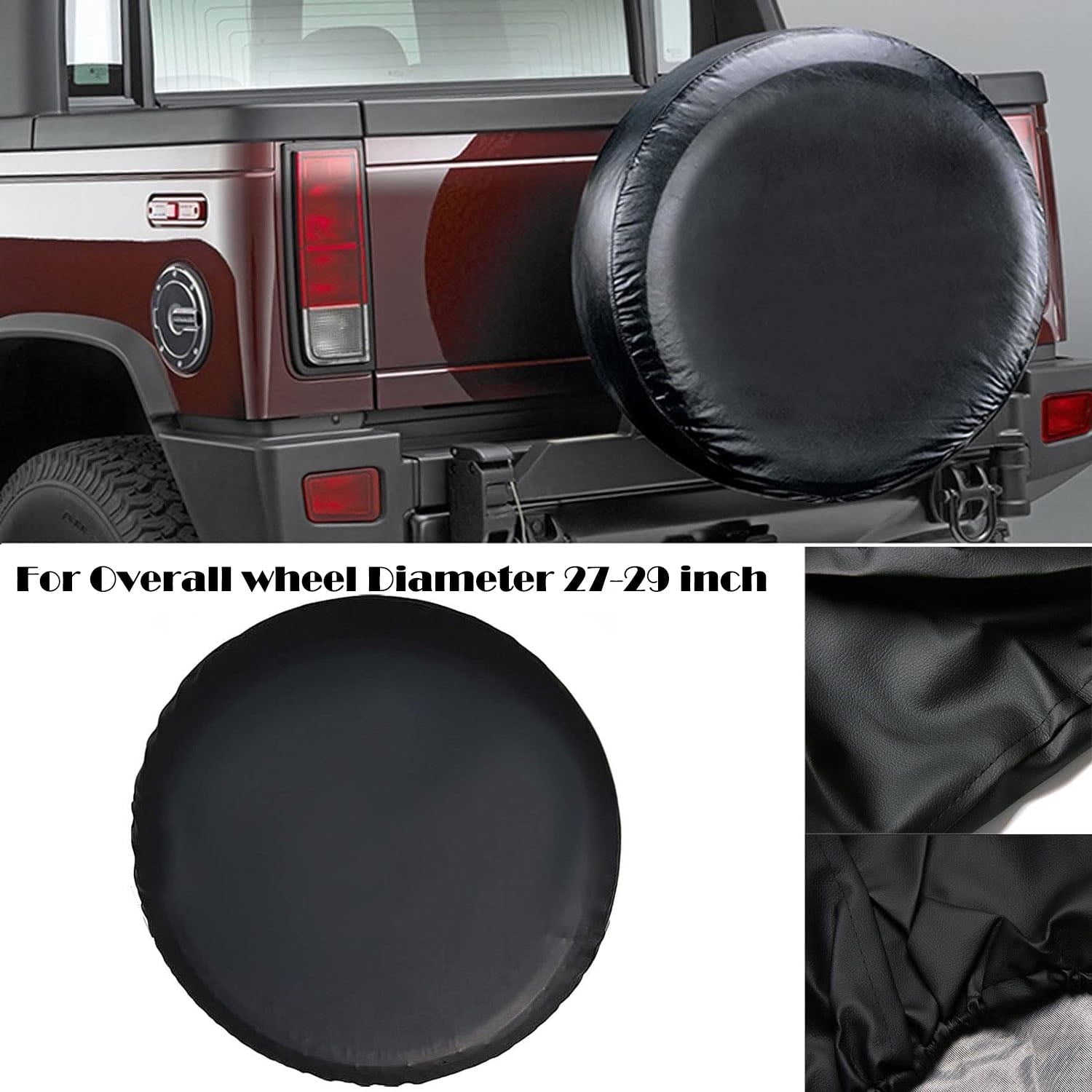 Black PVC spare tire cover fitted on an SUV