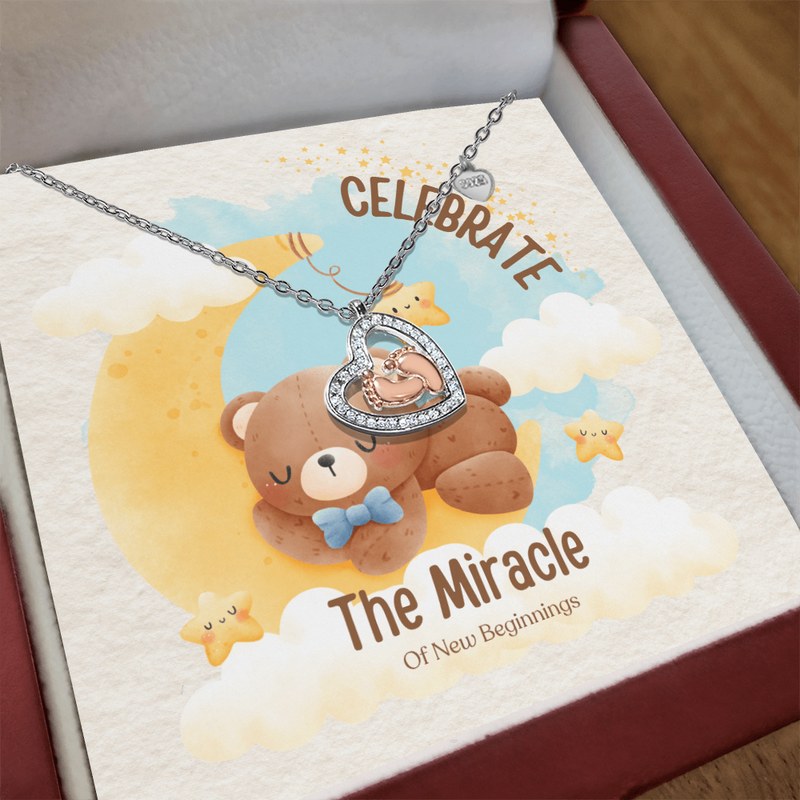 Baby Feet Heart Necklace, Baby Shower Gift.