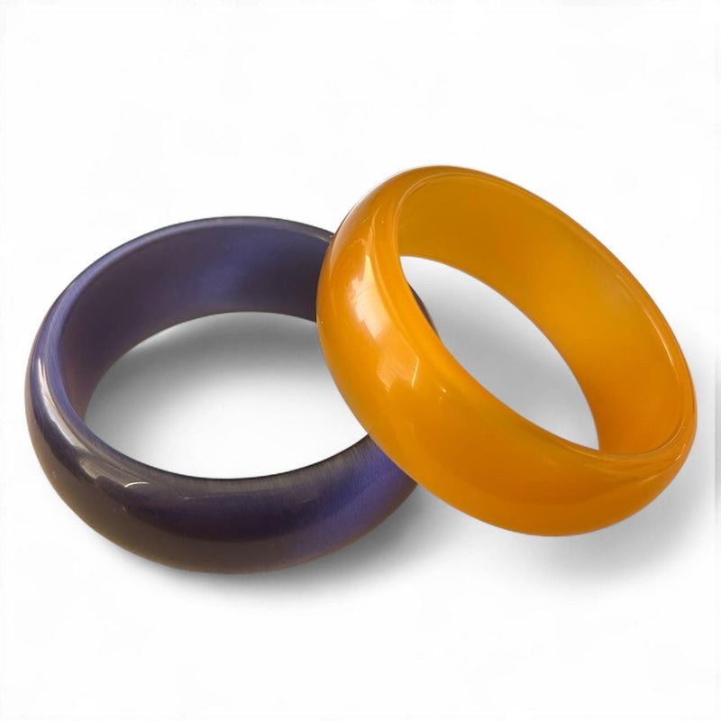 Golden amber and midnight violet crystal bangles