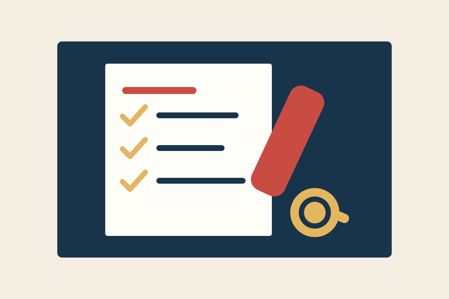 Illustration of a checklist and notebook used to prepare for a city council meeting