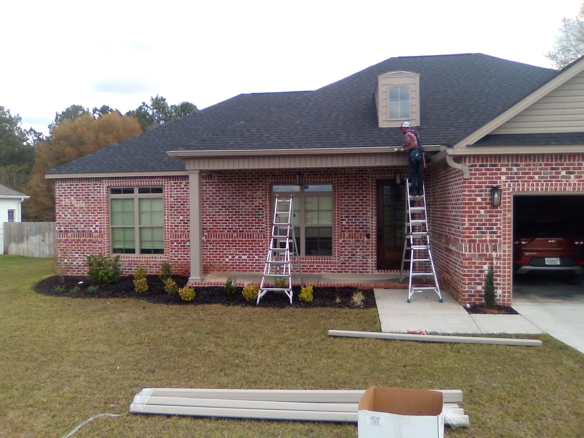 Residential gutter work at a home
