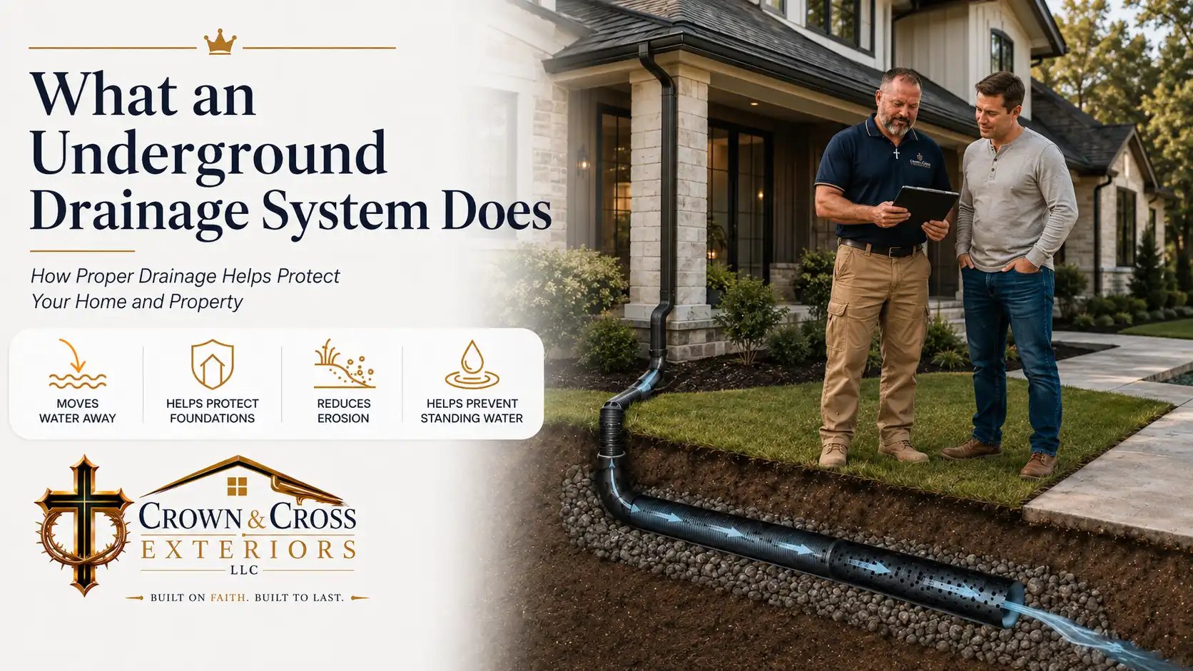 Underground drainage system at a home