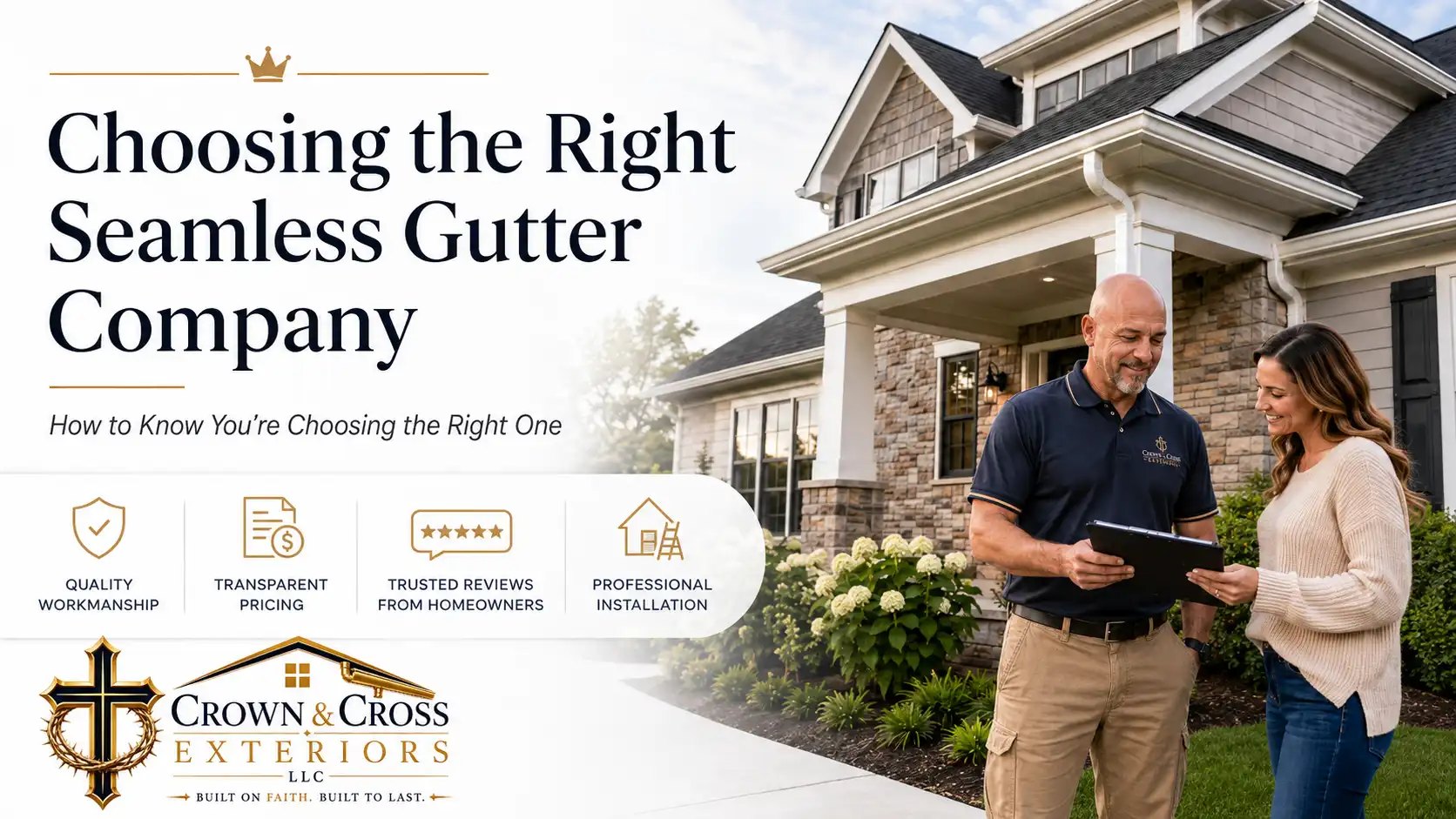 Homeowner meeting a gutter contractor