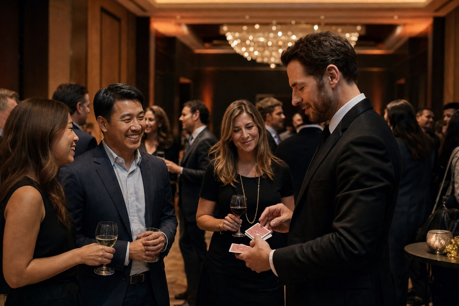 Colleagues enjoying a corporate reception
