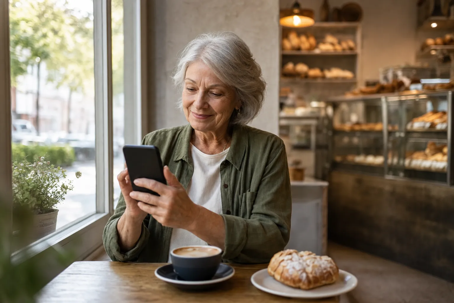 Customer writing an honest review after visiting a neighborhood bakery