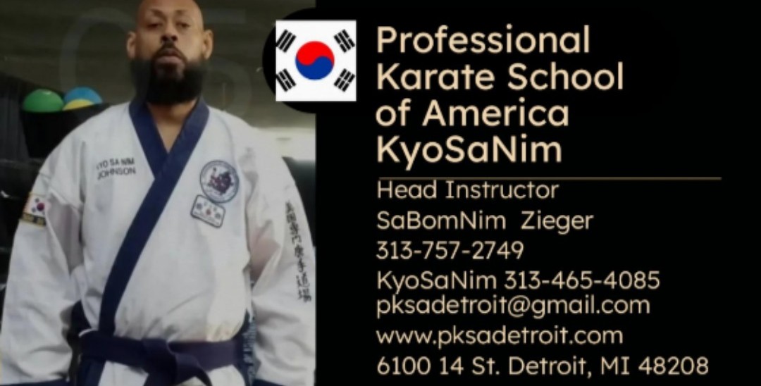 PKSA Karate Detroit business card for KyoSaNim Johnson