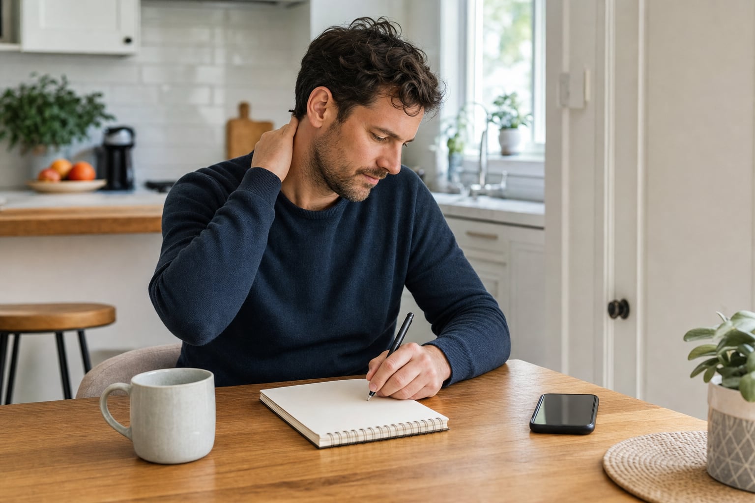 Person noting neck discomfort after a car accident