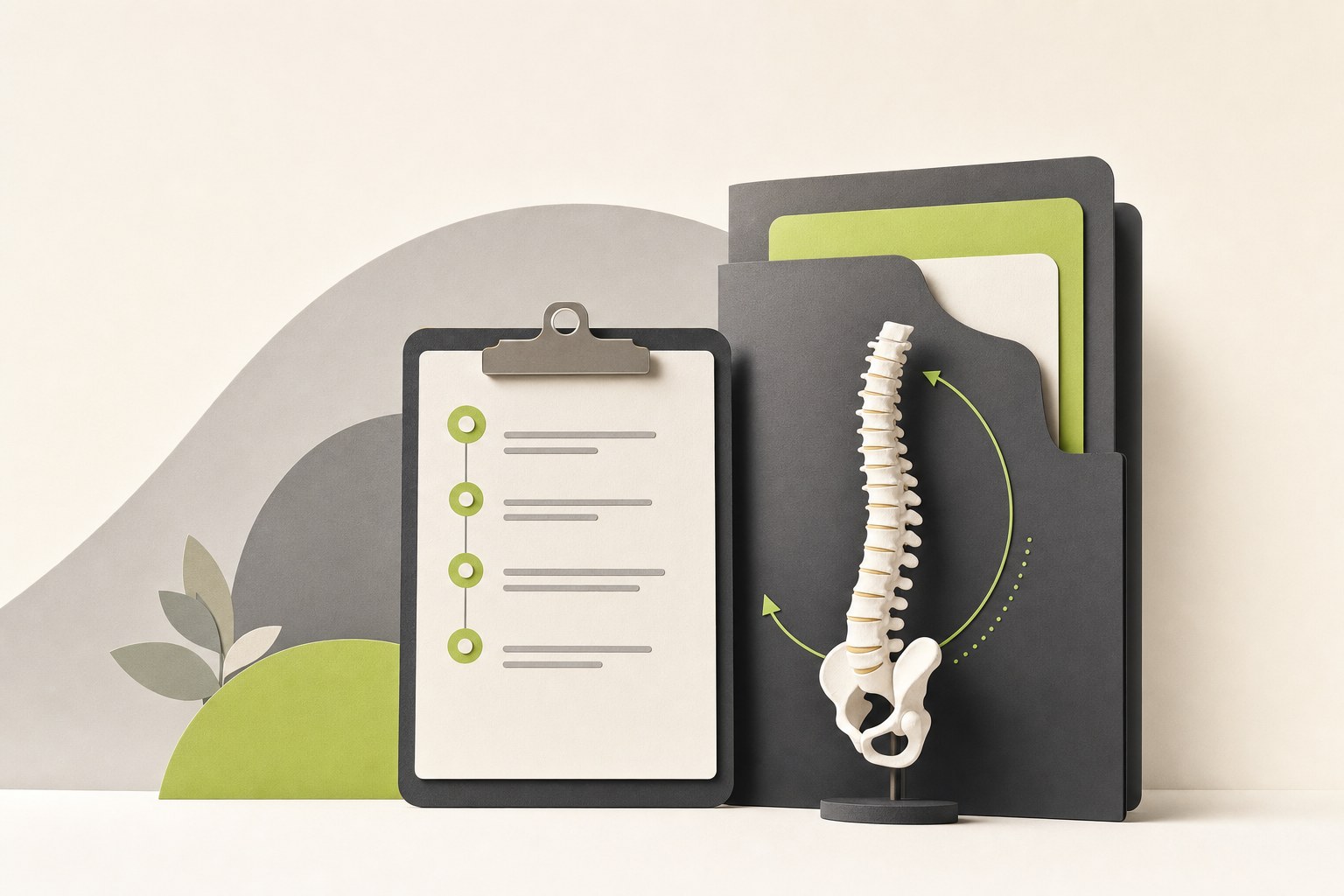 Illustrated care plan and spine model