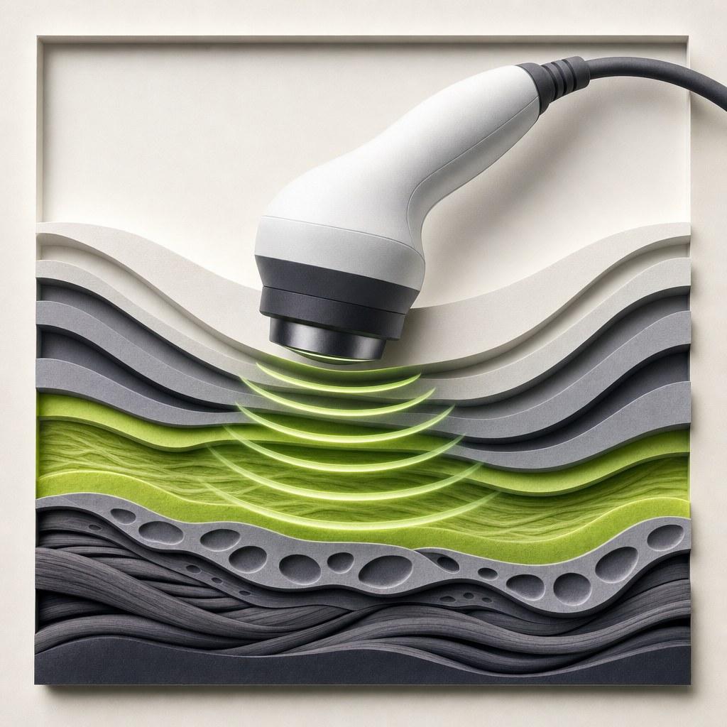 Illustrated ultrasound therapy handpiece