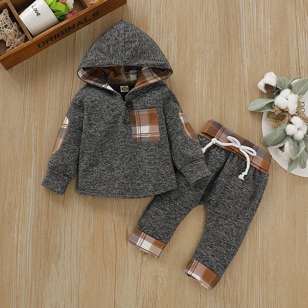 Two-piece baby top and pants set designed for everyday movement