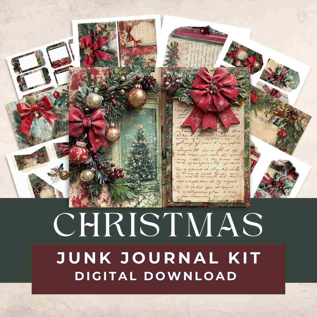 Christmas Junk Journal Kit printable kit cover