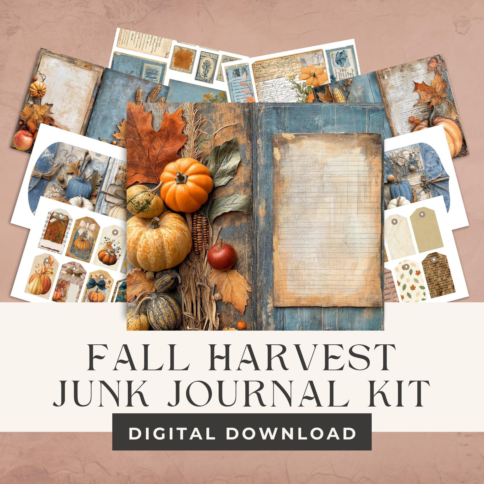 Fall Harvest Junk Journal Kit printable kit cover