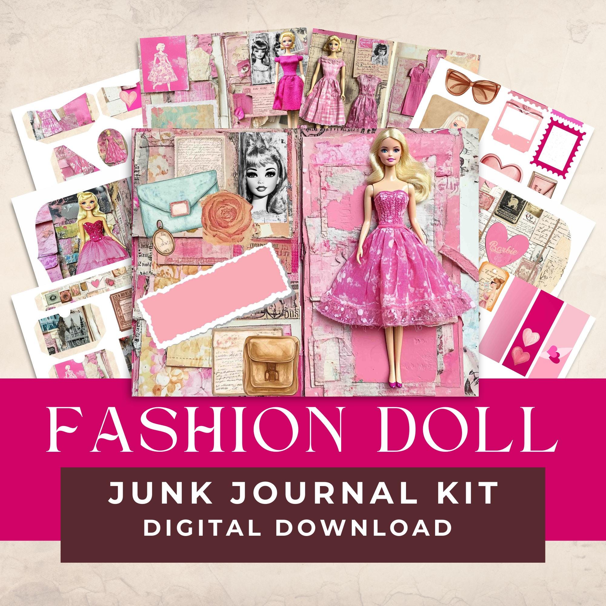 Fashion Doll Junk Journal Kit printable kit cover