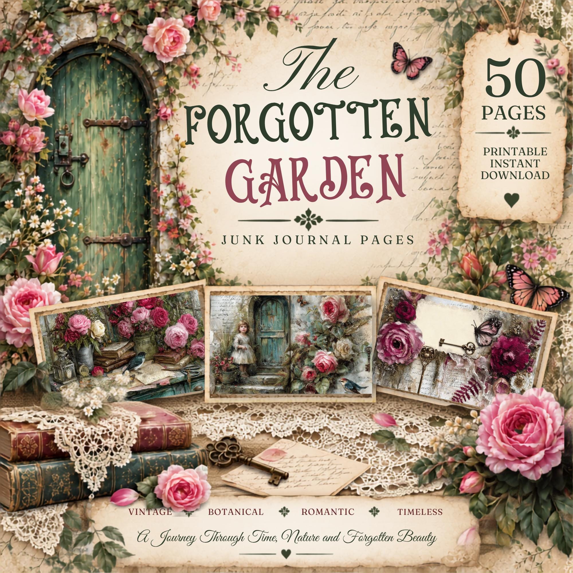 The Forgotten Garden Junk Journal Pages printable kit cover