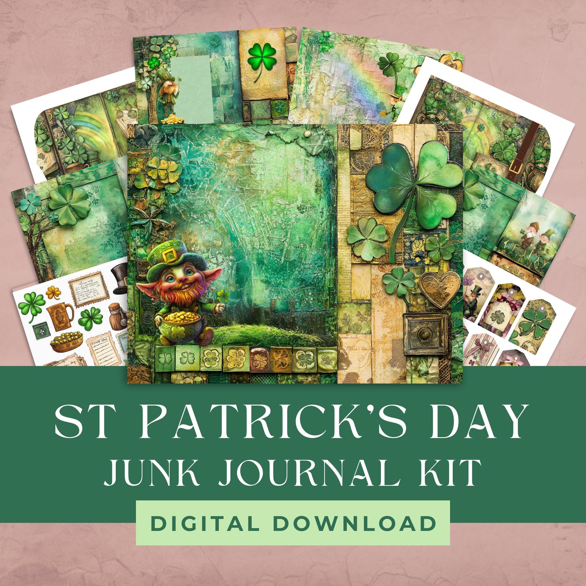 St Patrick's Day Junk Journal Kit printable kit cover