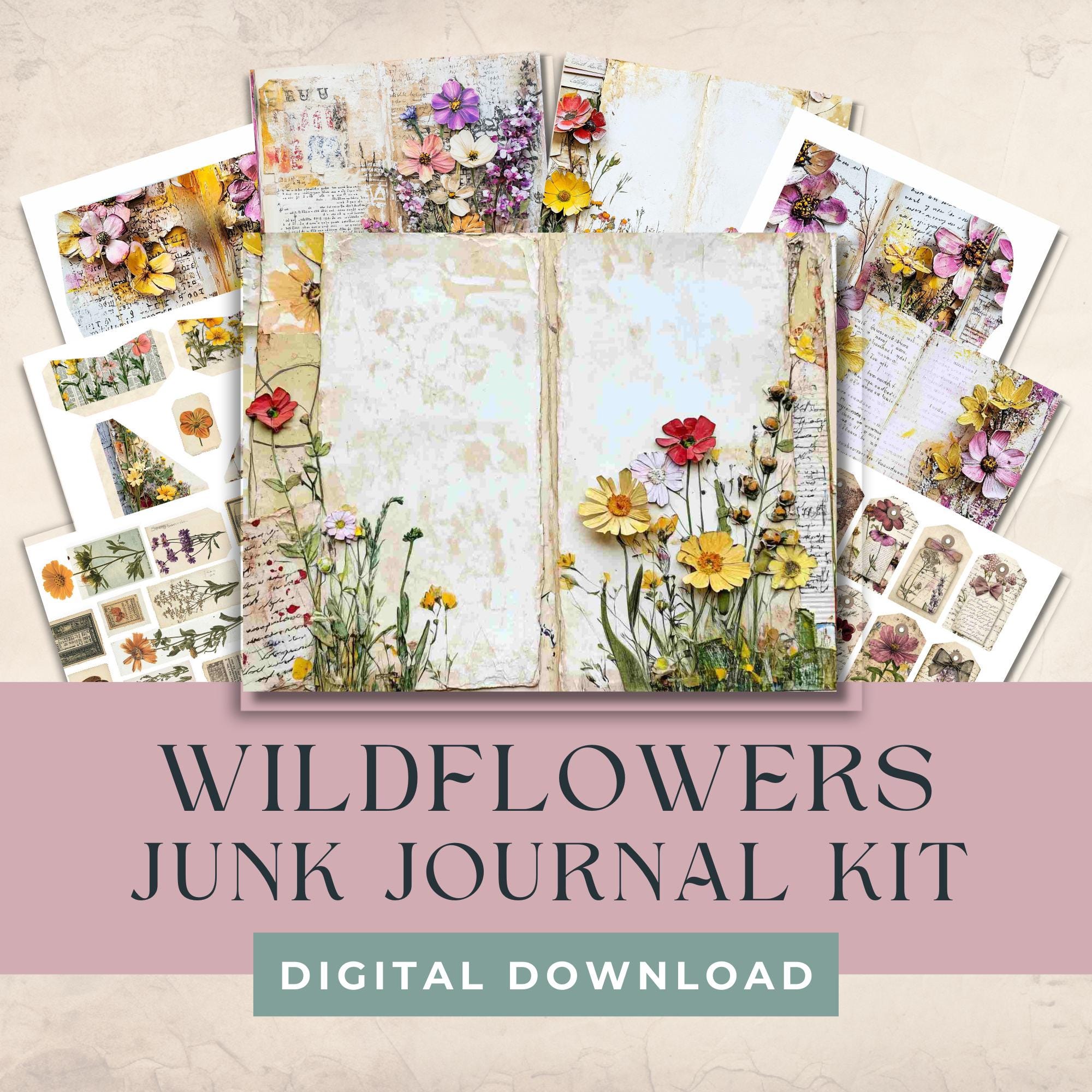 Wildflowers Junk Journal Kit printable kit cover