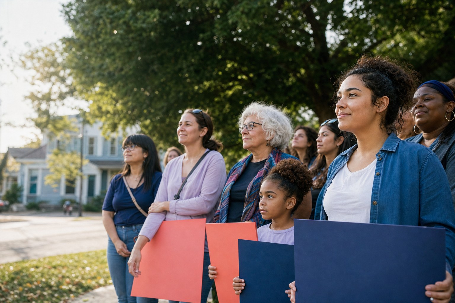 Women and allies gathered at a community voter organizing event
