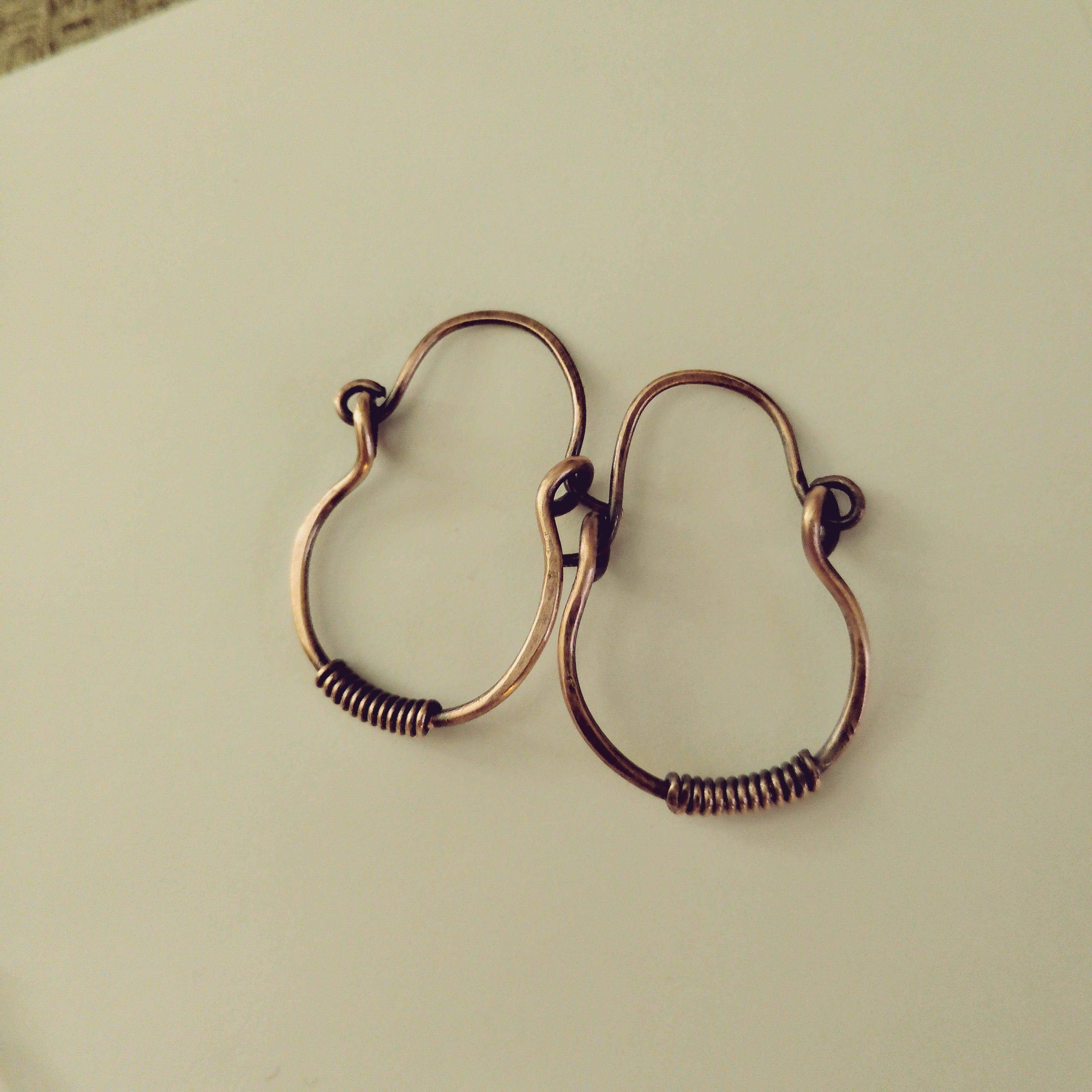 Handmade Copper Earrings Set of 3 | Copper Coiled, Copper Knot Earrings & Howlite Earrings | Patina Copper Jewelry | Boho Handmade Gift, view 2