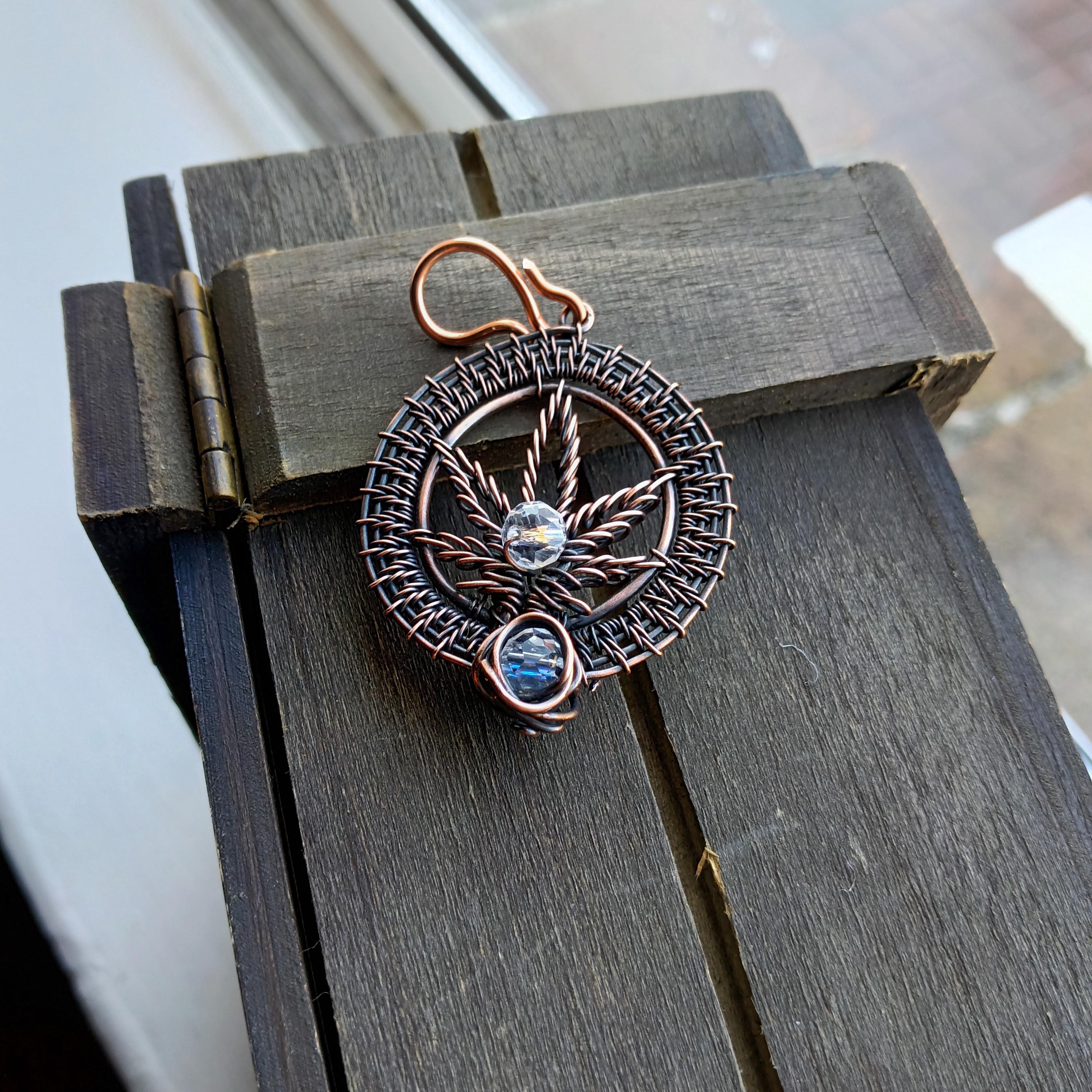 Marijuana Cannabis Hemp Leaf Pendant with Leather Cord #2