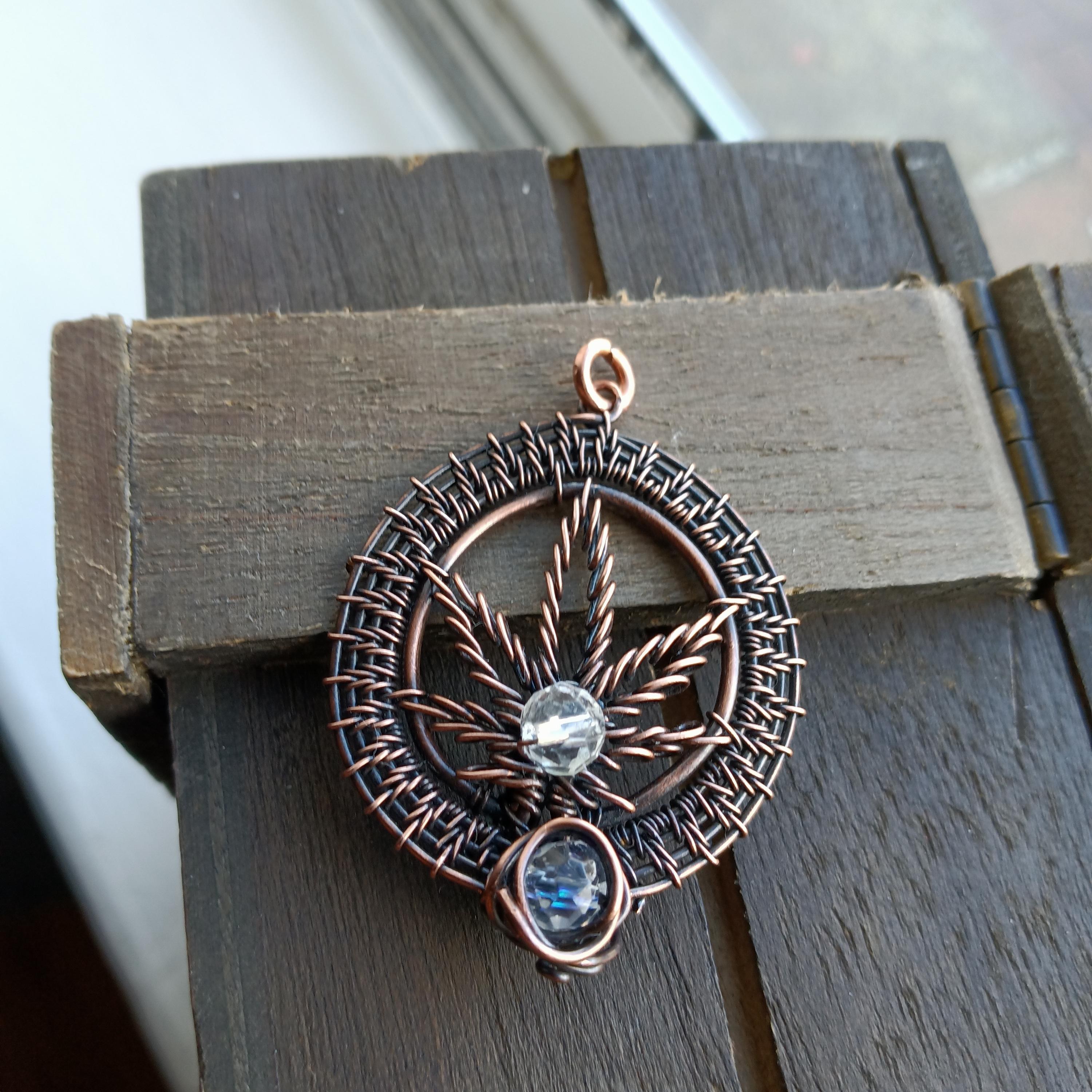 Marijuana Cannabis Hemp Leaf Pendant with Leather Cord #2, view 3