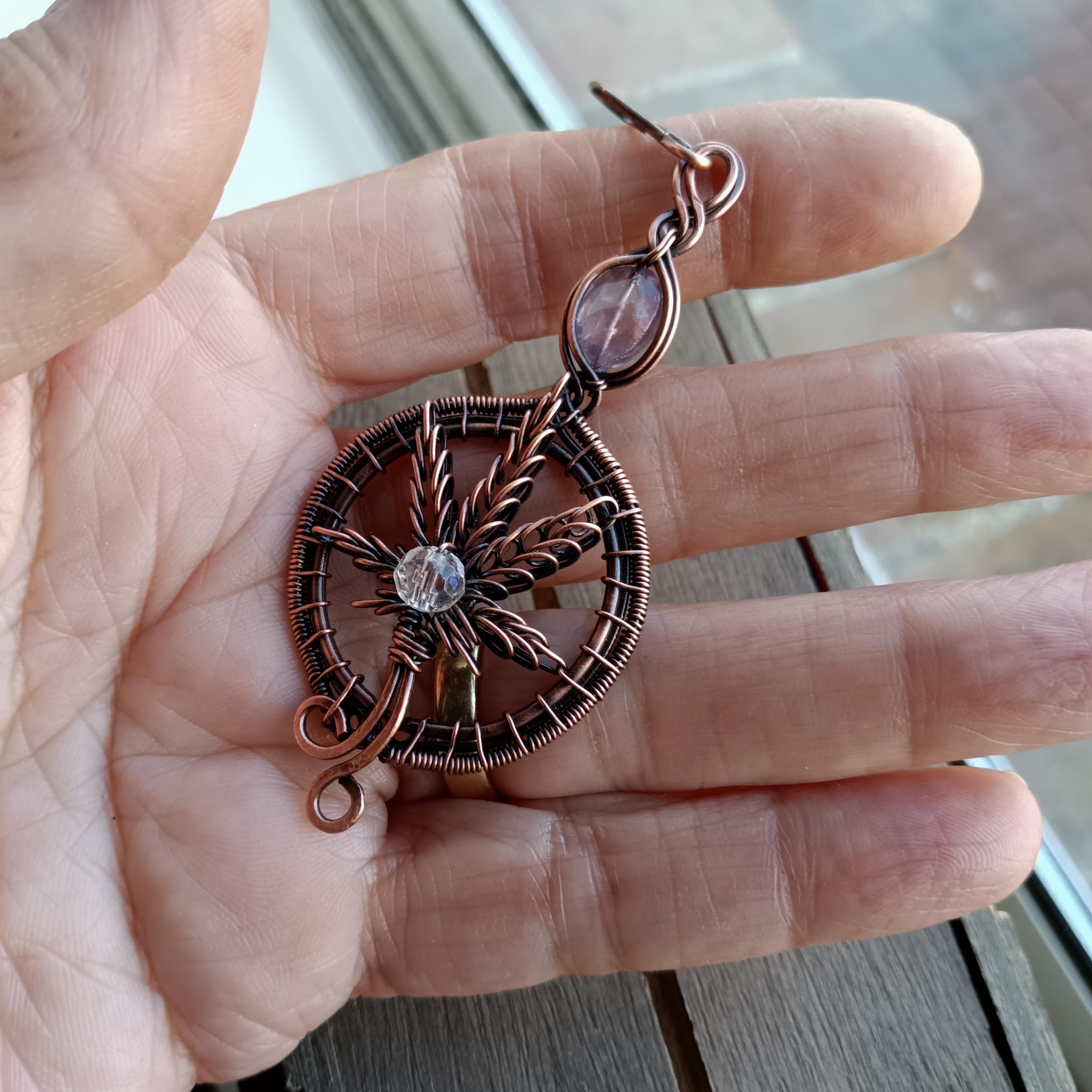 Marijuana Cannabis Hemp Leaf Pendant with Leather Cord Amethyst Stone, view 2