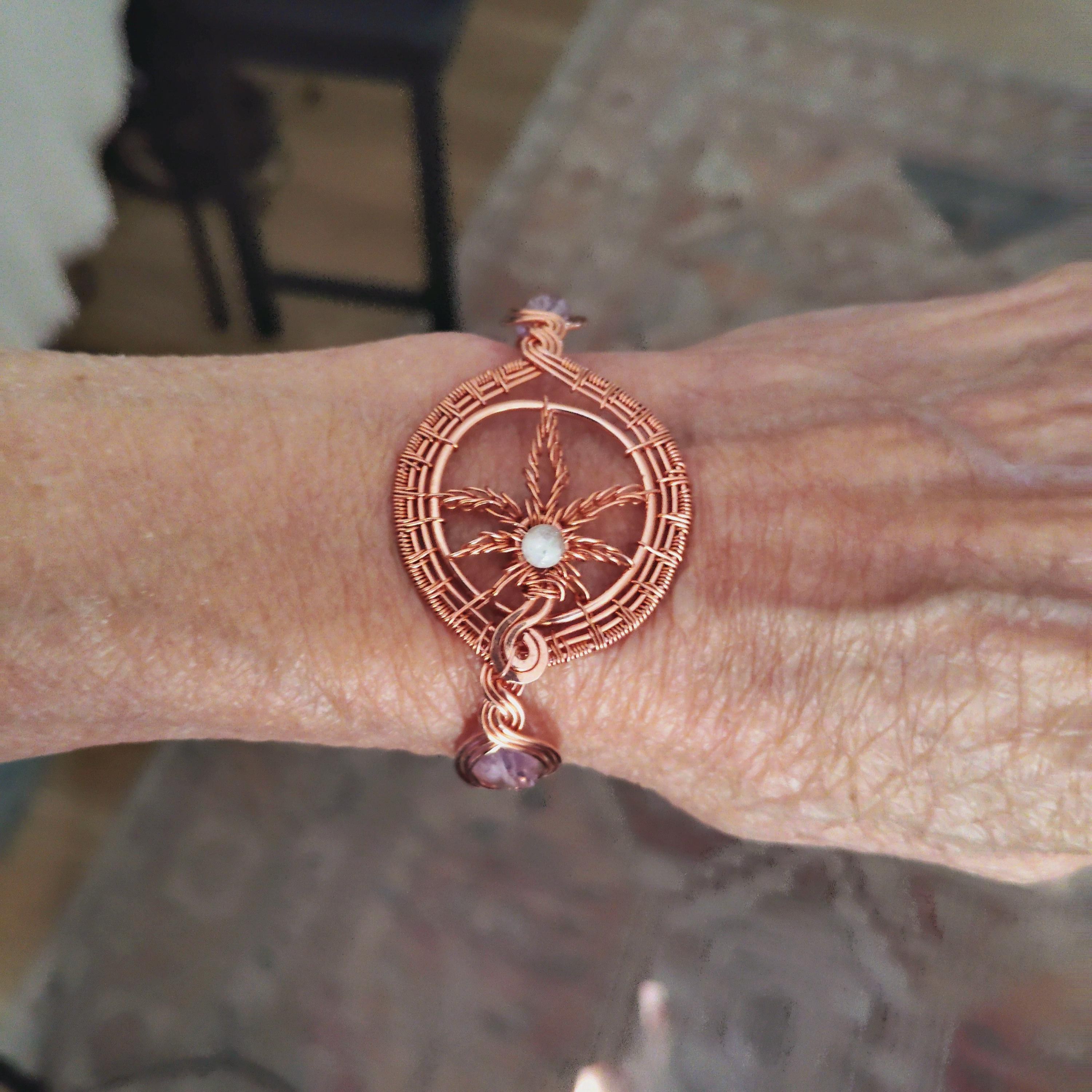 Marijuana Pot Leaf Cannabis Hemp Leaf of Life Bracelet, view 4