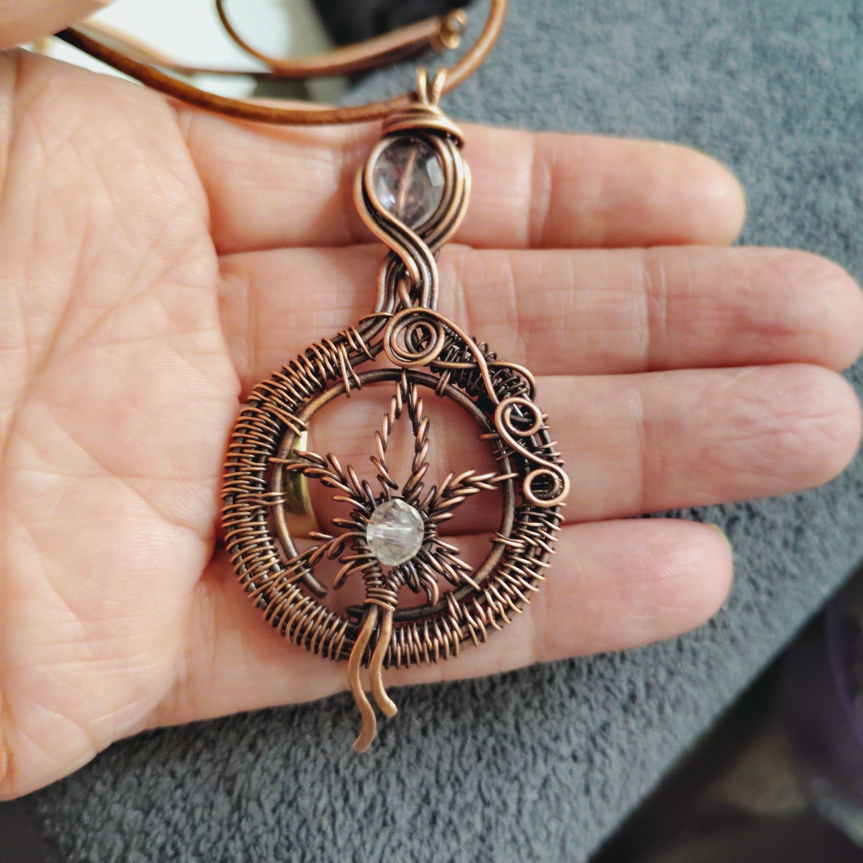 Marijuana Pot Leaf Cannabis Hemp Leaf Pendant with Leather Cord
