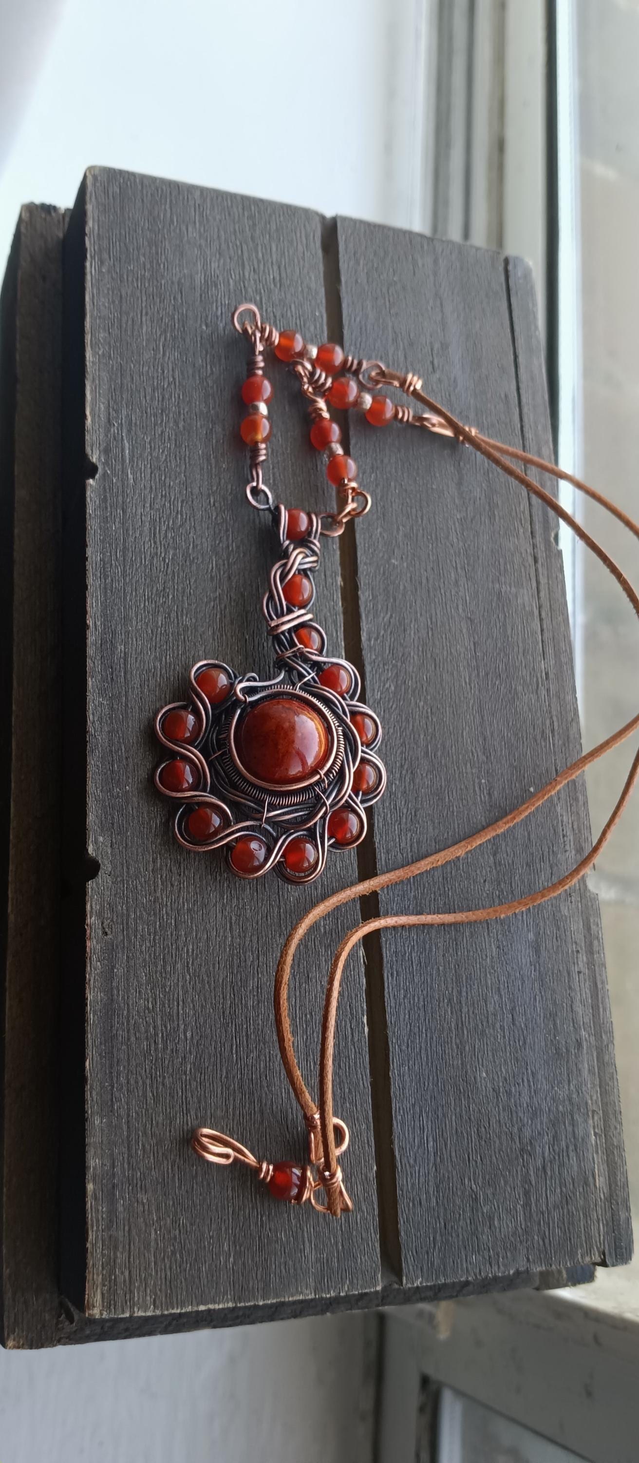 Wire Wrapped Spiral Jasper Necklace
