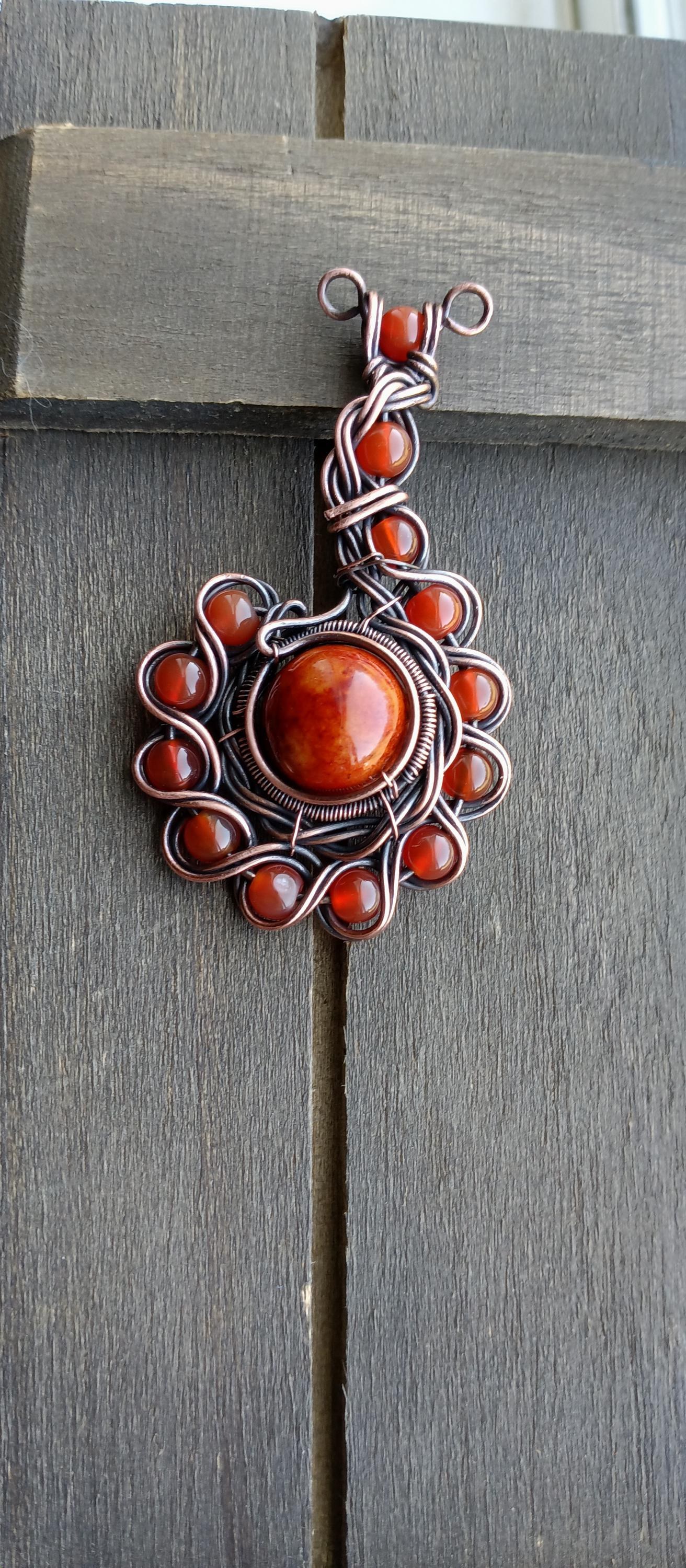 Wire Wrapped Spiral Jasper Necklace, view 2