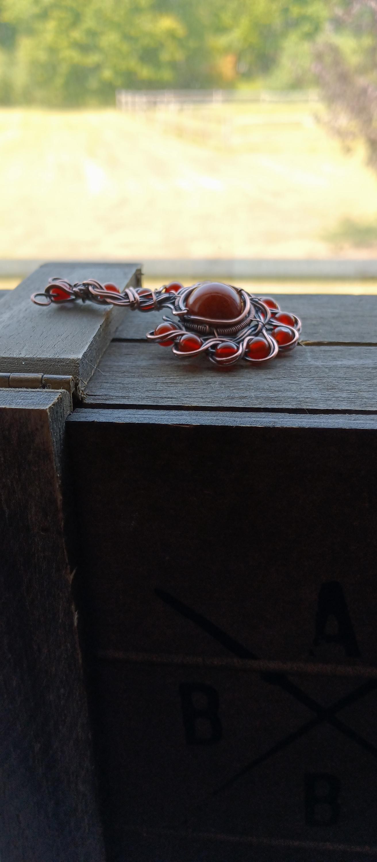 Wire Wrapped Spiral Jasper Necklace, view 3