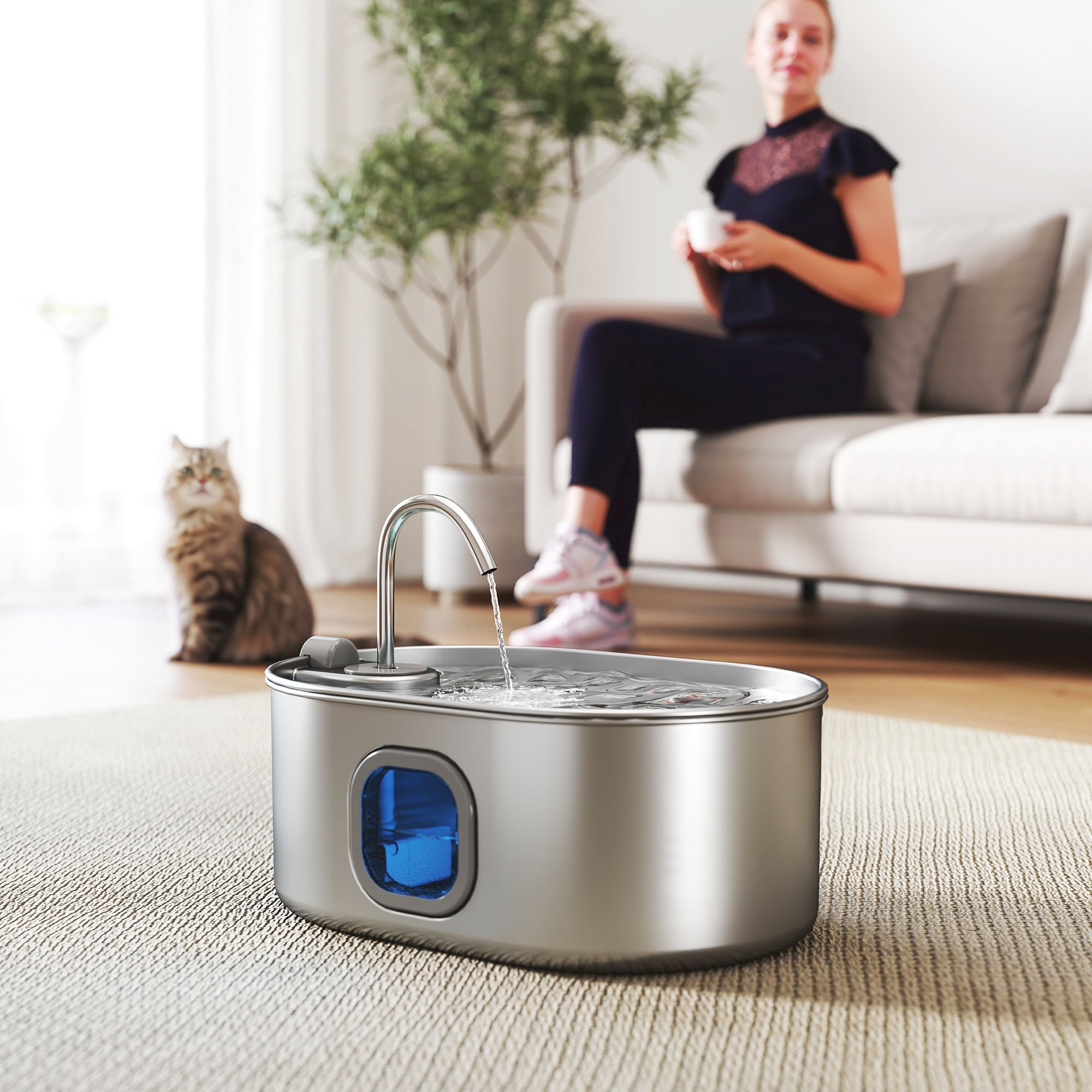 246 oz./7L Stainless Steel Cat Water Fountain with Filters, Ultra-Quiet Pump, for Cats, Dogs & Multi-Pet Homes