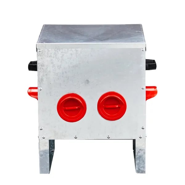 Automatic Chicken Feeder Rodent Proof, 4 Ports Large Capacity Metal Poultry Feeder With Handles And Lid, Galvanized Chicken Feeder For Hen Coop