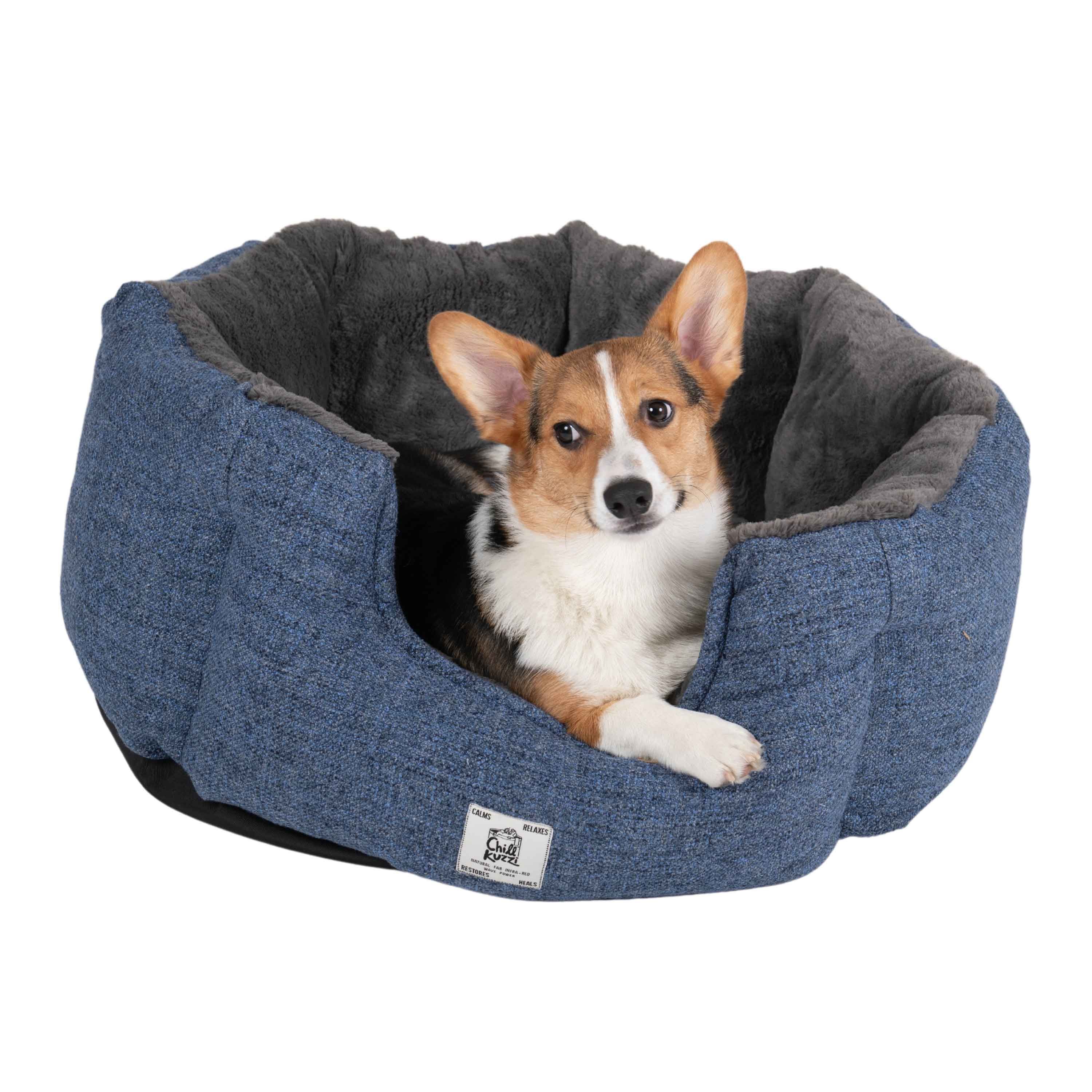 Round grey pet bed