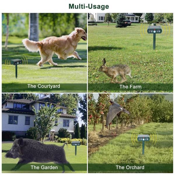 Ultrasonic Animal Repellent Solar Motion Sensor Repellent IPX4 Outdoor Waterproof Type, No Delivery On Weekends