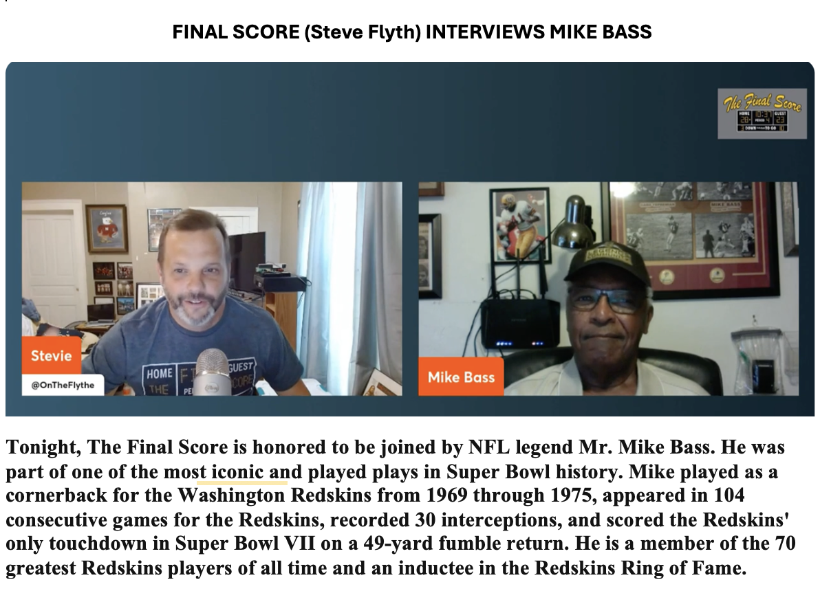 Mike Bass interview on Final Score
