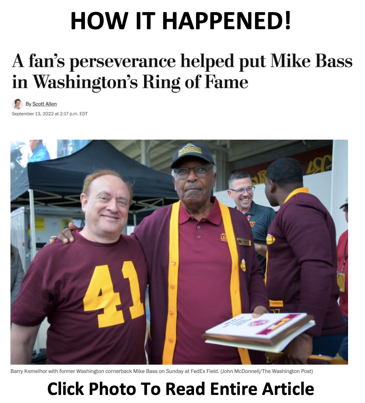 Mike Bass at his Washington Ring of Fame induction