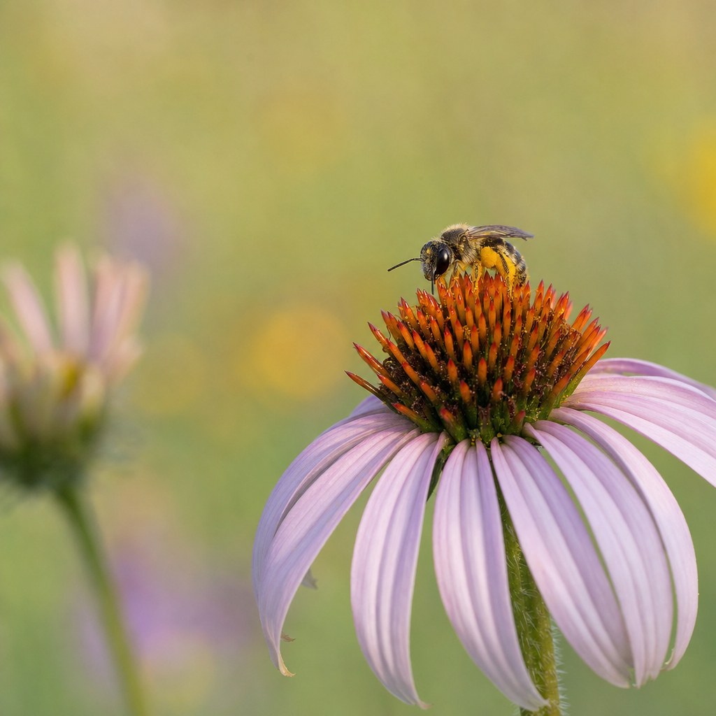 Illustrative native bee on a coneflower