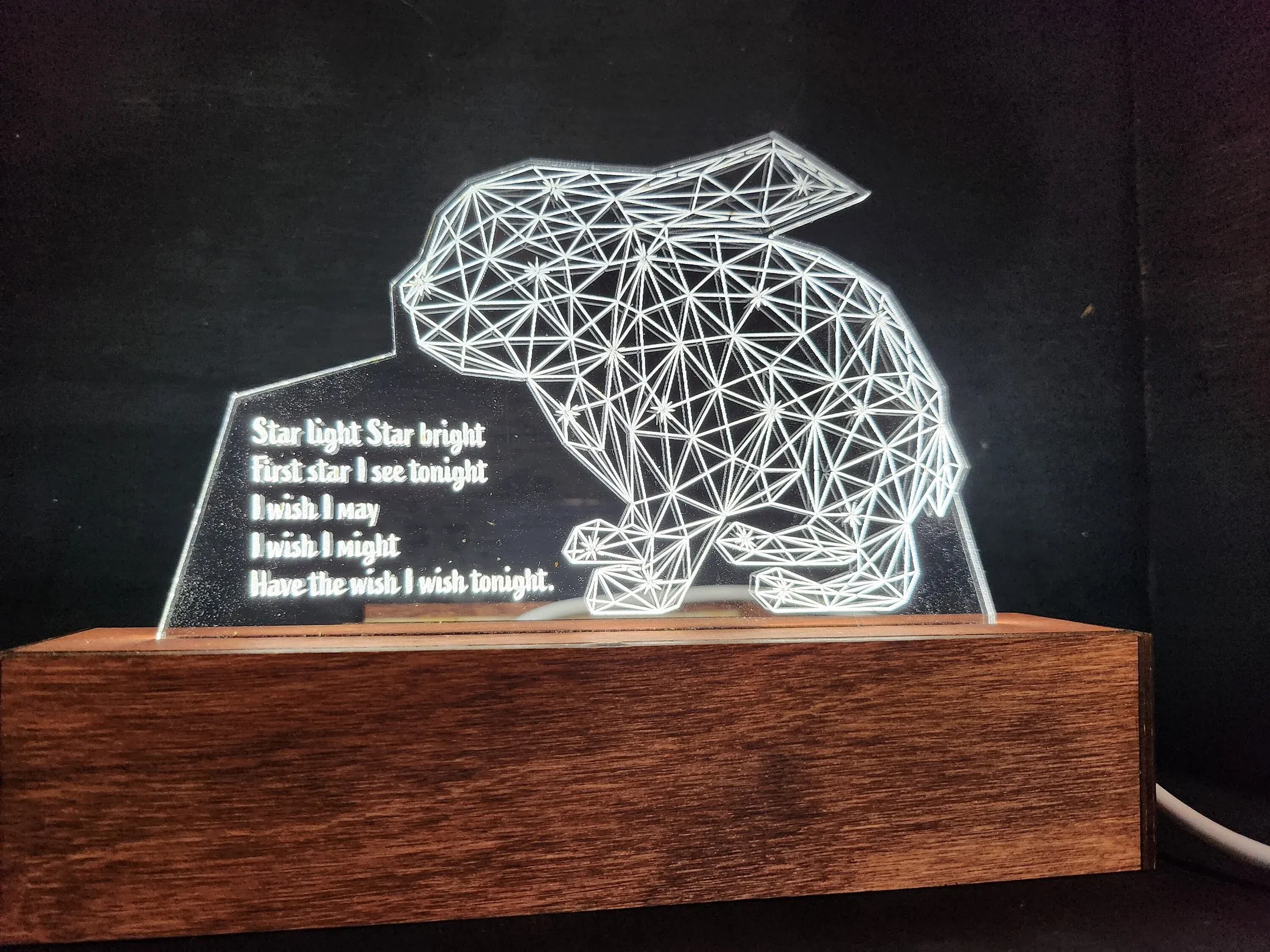 Acrylic Clear Bunny Night Light detail 3