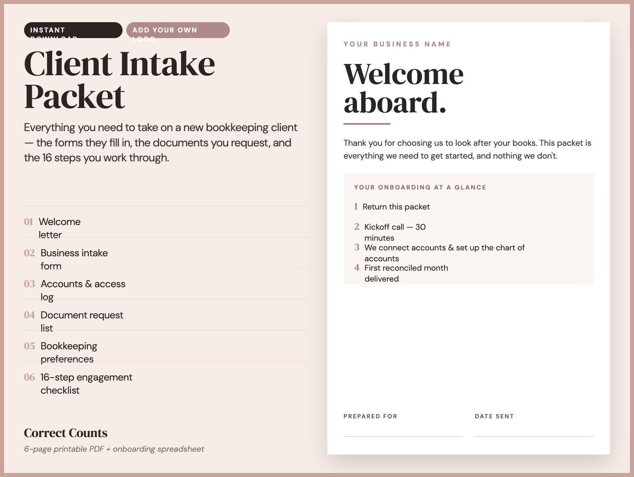 Bookkeeping Client Onboarding Packet screenshot 1