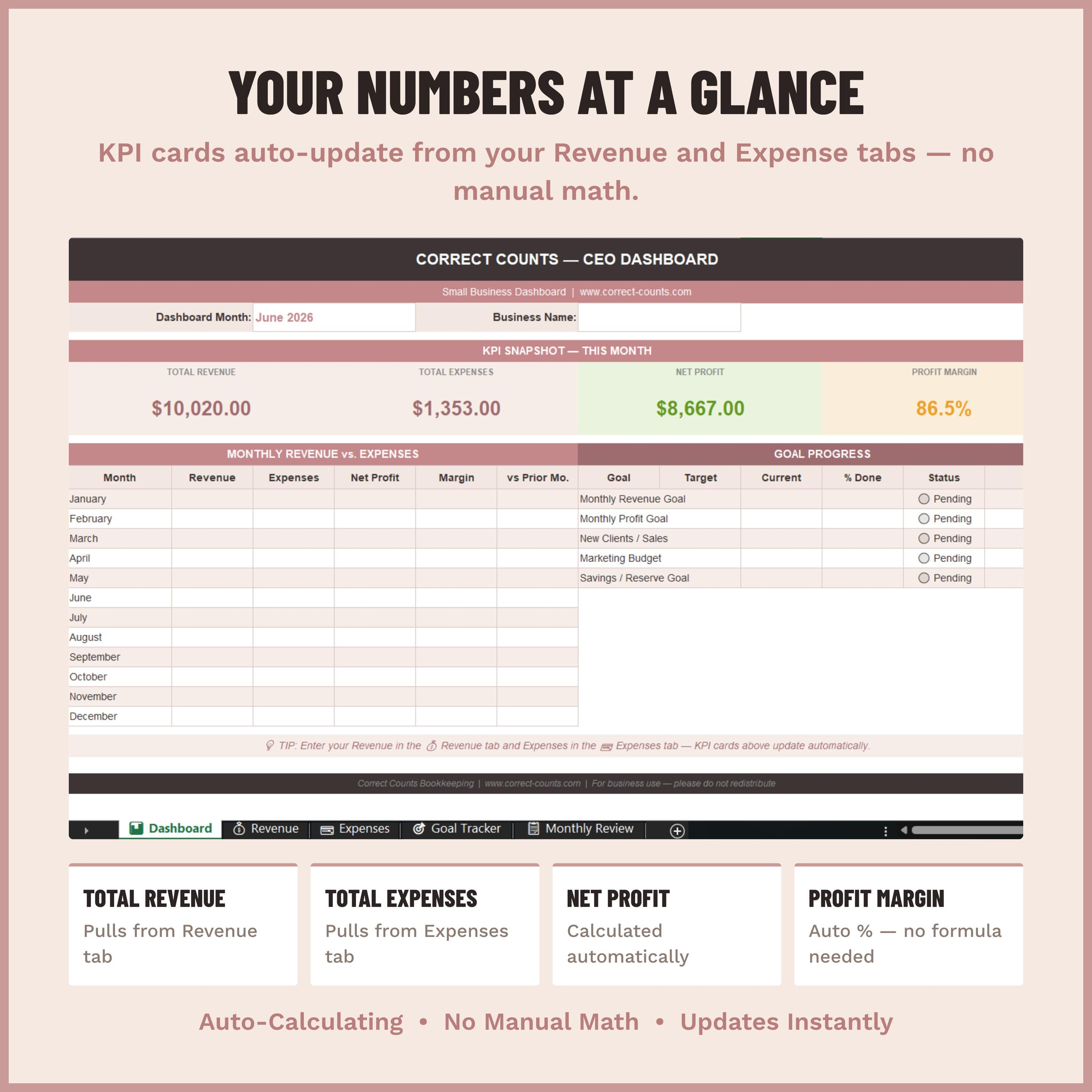 CEO Dashboard Spreadsheet screenshot 3