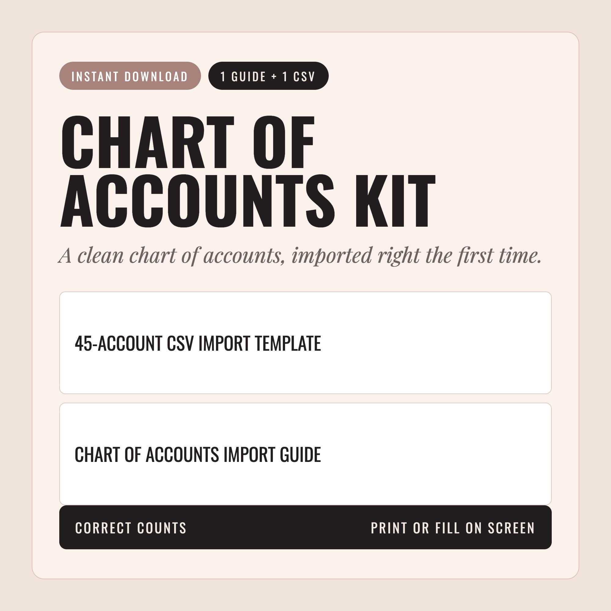 Chart of Accounts Template CSV + Import Guide screenshot 1